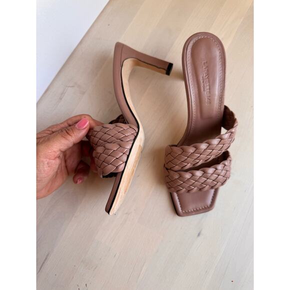 Lafayette 148 N Y  taupe Maracella kitty Heel Sandal Mule size 36.5 / US 6 - Picture 2 of 10